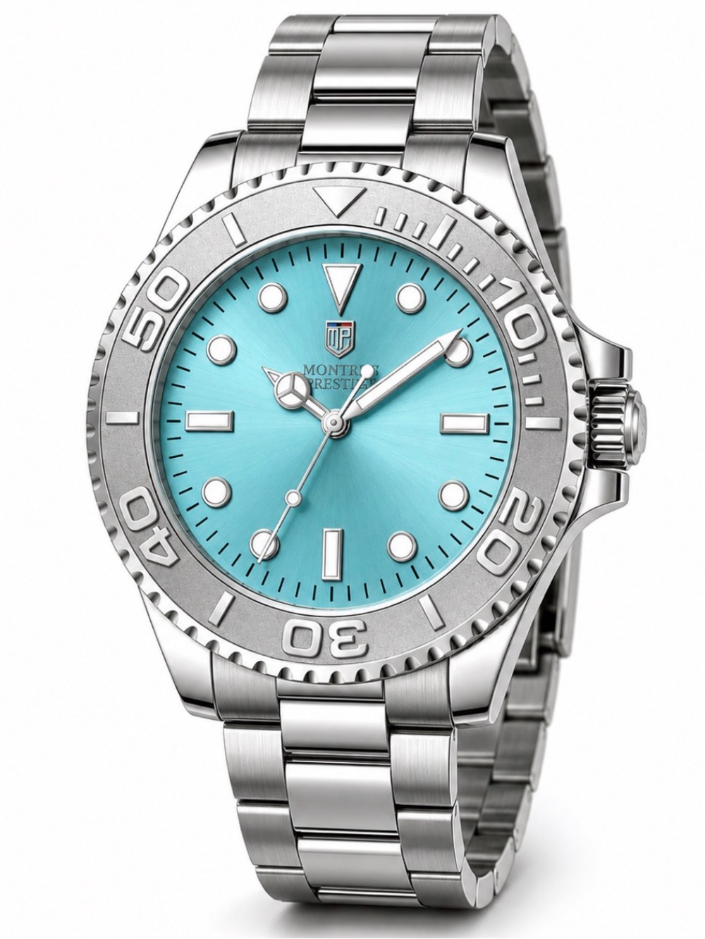 NWT Invicta x Montres Prestige Men's Watch Ice Blue Silver Steel 43mm MPW-0396